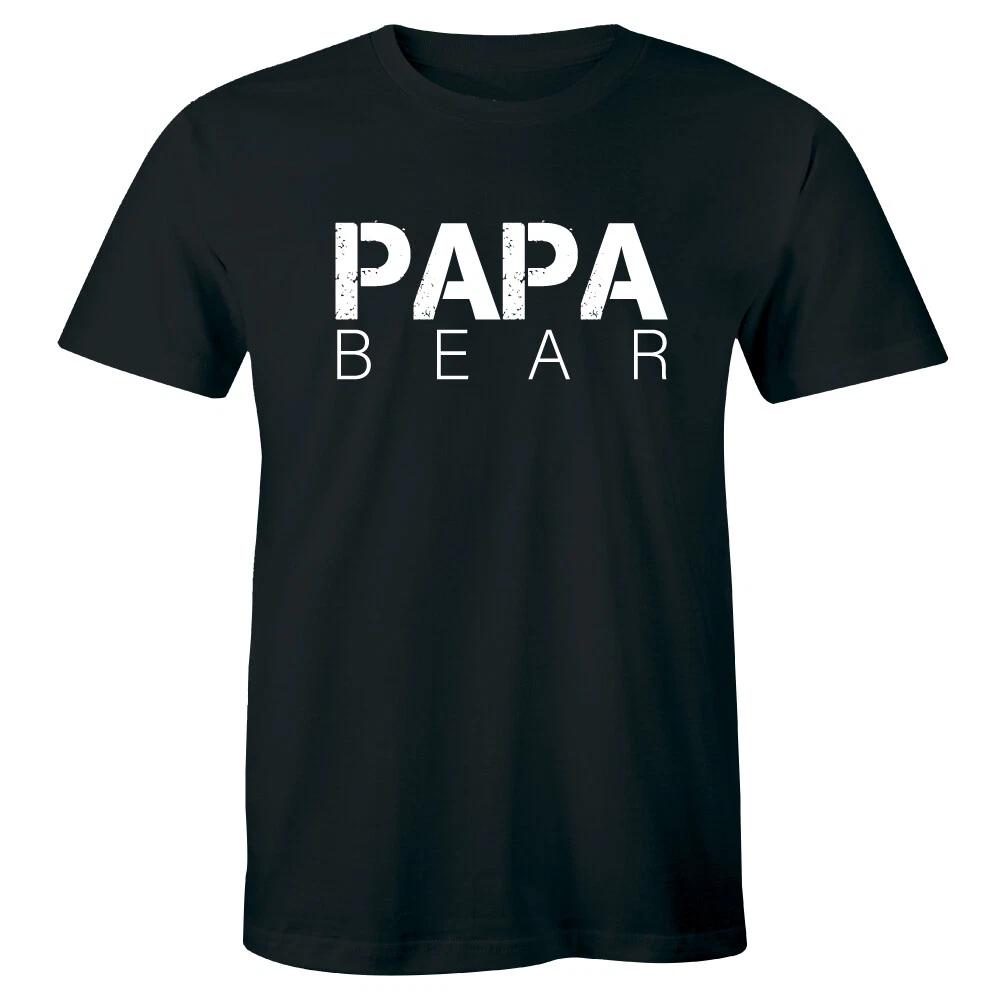 

Papa Bear Printed Crew Neck Black T-Shirt for Men Gift for Dads Fathers S