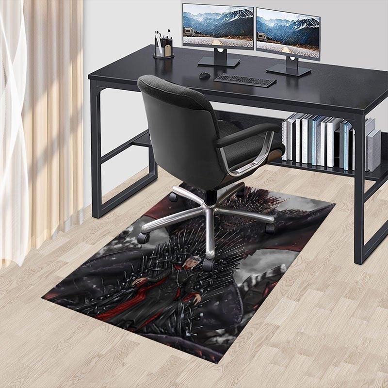 1pc Fire and Blood Office Carpet Chair Mats, Home Decor Mat | Fantasy Theme Mat | Durable Mat, Dragon DecorB23