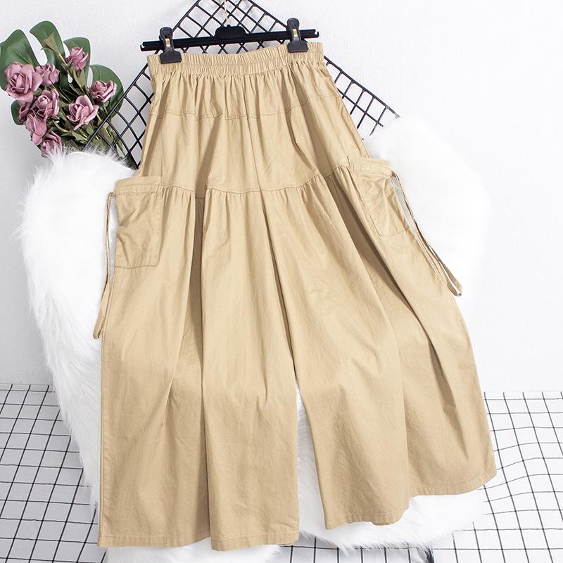 

Весенне-летние женские повседневные свободные брюки трапециевидной формы с высокой талией, прямые брюки с эластичной резинкой на талии и карманами.