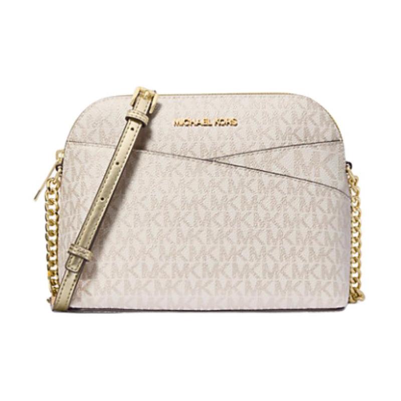 MICHAEL KORS Jet Set Travel Printed Logo Coated Canvas Crossbody Shoulder Bag Medium Women s Light Gold золотой