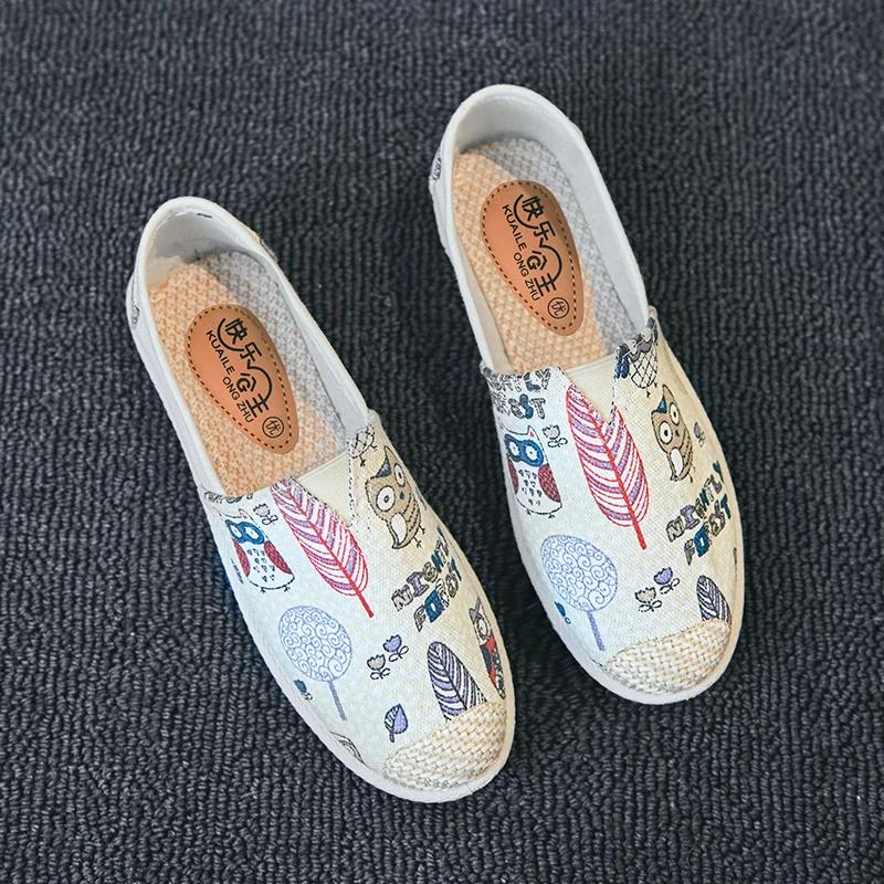 2025 Summer Ladies Casual Comfort Bohemian Slip On Lazy Shoes Female Womens Flat Slip On Canvas Strap Loafers Straw Espadrilles