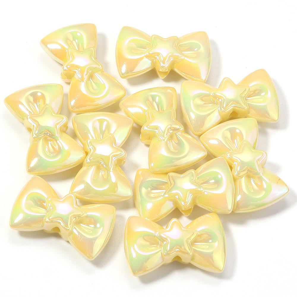 10pcs 17x28mm Bow Acrylic Beads Colorful Sweet Bowkot Loose Beads For Jewelry Making DIY Necklace Phone Chain Keychain Decor