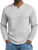 Herren Plus Size Waffel Karomuster Slim Fit Langarm V-Ausschnitt Lässiges T-Shirt