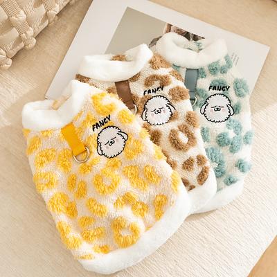 Automne et Hiver Chien Imprimé Léopard Dessin Animé Agneau Chien à Deux Pattes Flanelle Petit Chien Teddy Bigbear Chat Vêtements pour Animaux de Compagnie