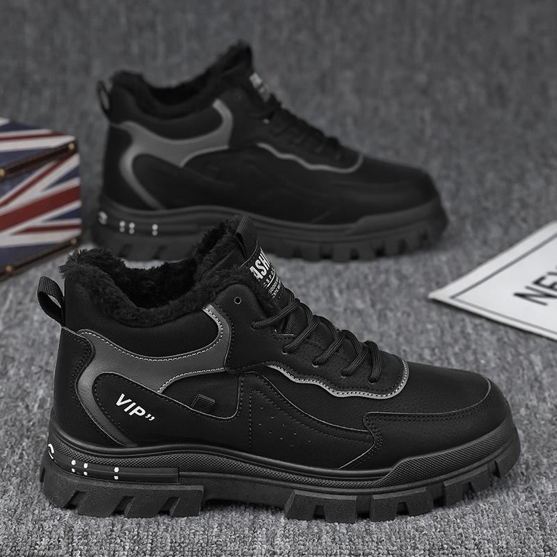 

Модные мужские ботинки Модные высокие хлопковые туфли Плюшевые теплые зимние ботинки Уличные водонепроницаемые ботинки на платформе Зимние мужские кроссовки 46