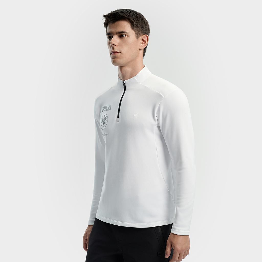Fila Ski Series Fashionable Casual Sports Comfortable Fleece Warm Knitted Long Sleeve T-Shirt Men Tops Jade-White A11M546204FWT