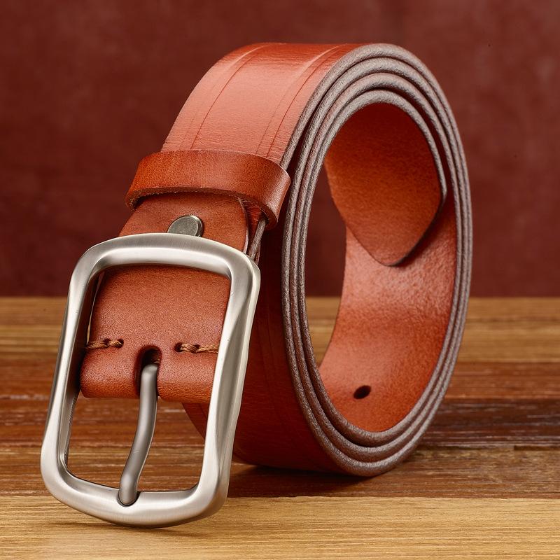 

Мужской кожаный ремень ручной работы в стиле ретро, повседневный, первый слой, чистая воловья кожа, пряжка из сплава, индивидуальный кожаный ремень для джинсов 130cm