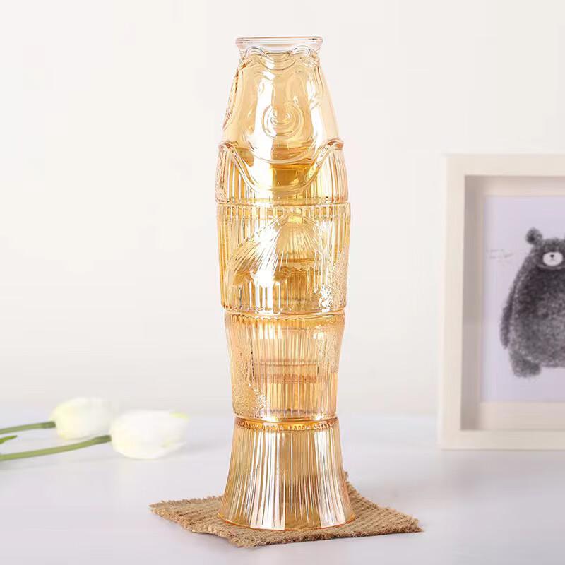 Carp Leaping Dragon Gate 4-Piece Glass Cup Set