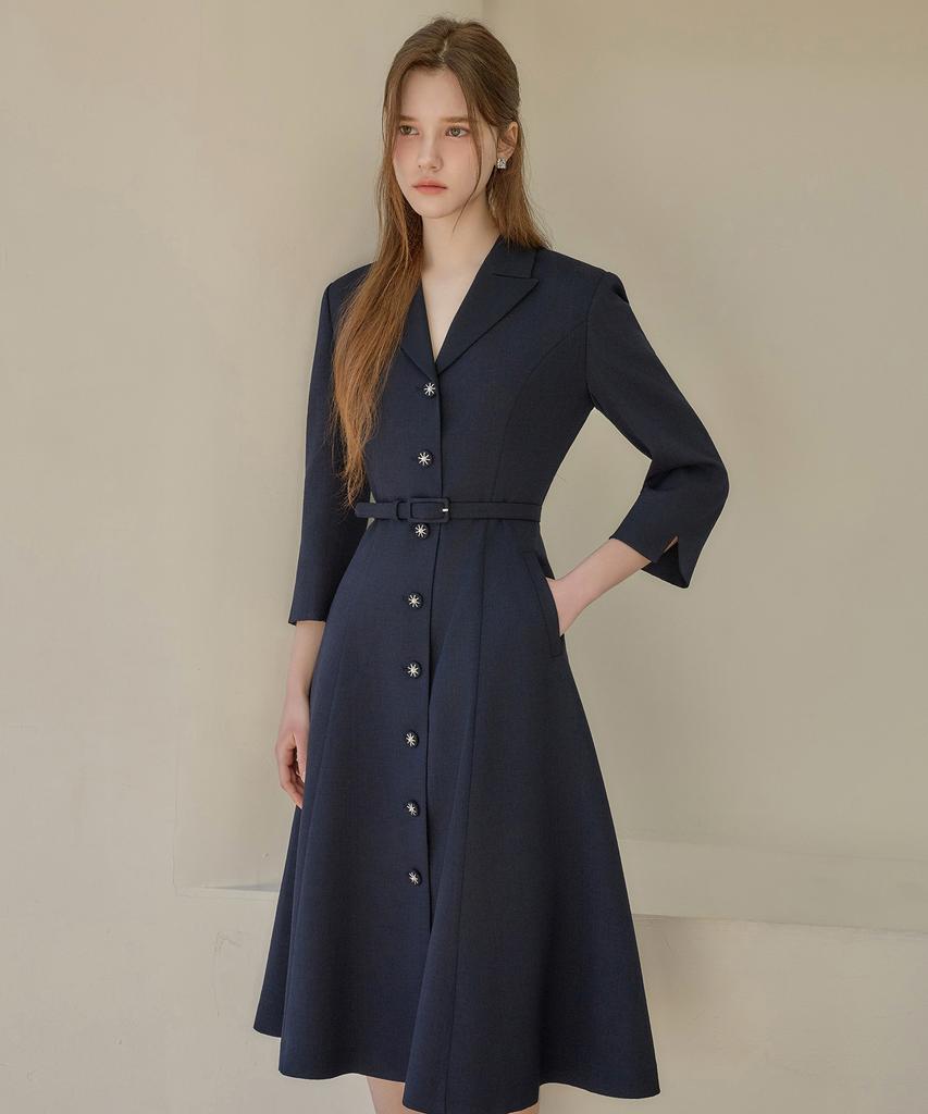 Julie And Kara 26Ss Calla139 Shebigins Joe Tweed Dress Navy