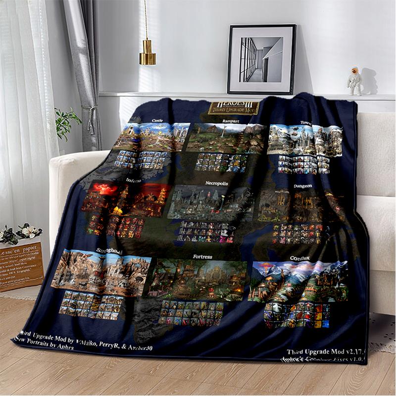 HOMM Game 9 Factions Races Stronghold Dwelling Creatures Heroes of Might and Magic Soft Blanket for Living Room Bedroom Bed Sofa