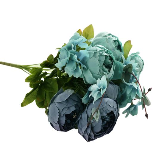 Яскравий імітований букет півоній у європейському стилі Довготривалий 13-головий штучний квітка півонії DIY Художнє ремесло Весільна прикраса дому