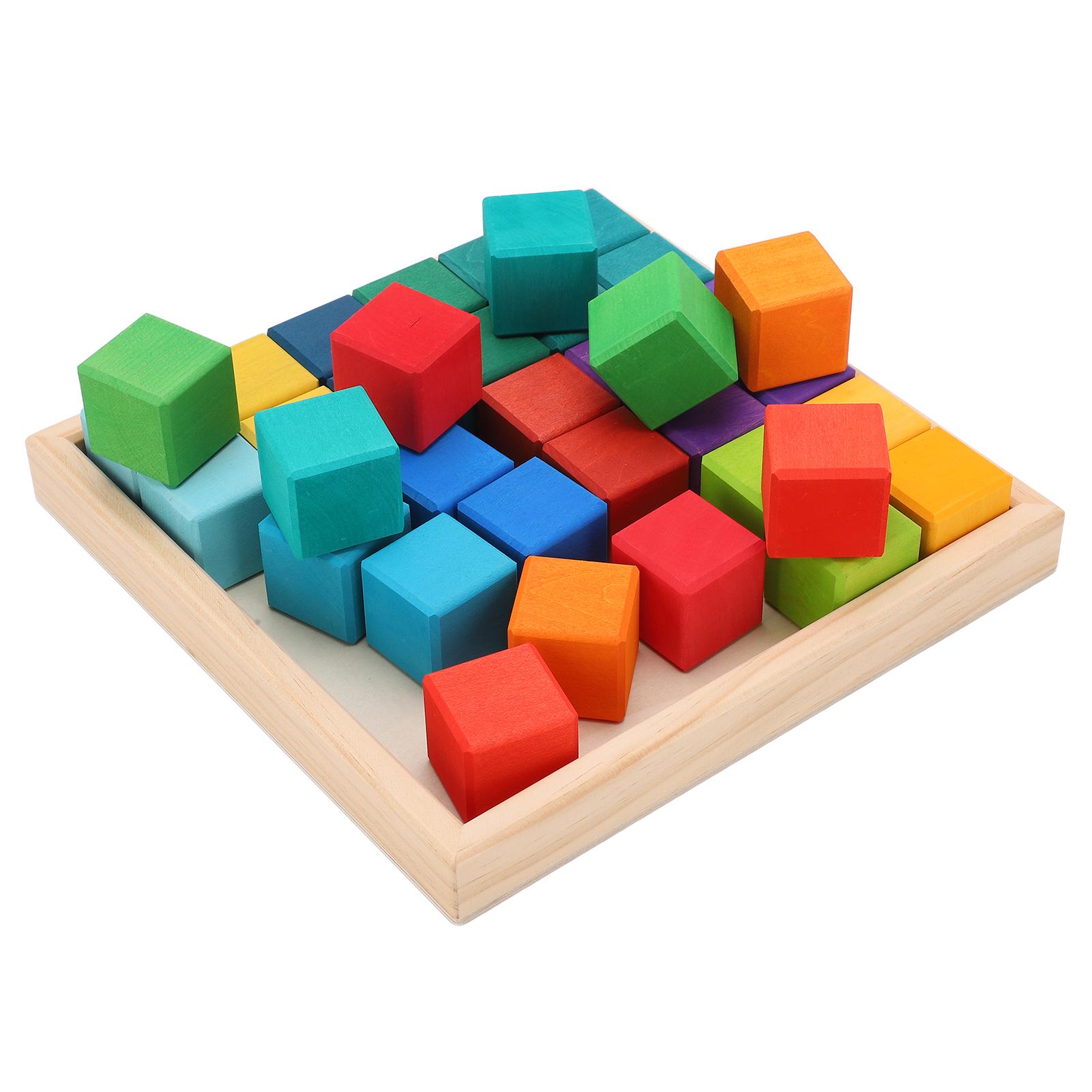 

36 шт. Красочные деревянные кубики для укладки, твердая текстура, красочные кубики для укладки