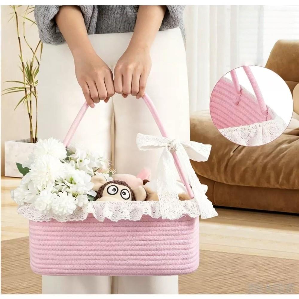 Handheld Storage Basket Woven Picnic Fruit Organizer Household Baby Gift Basket For Home Decor