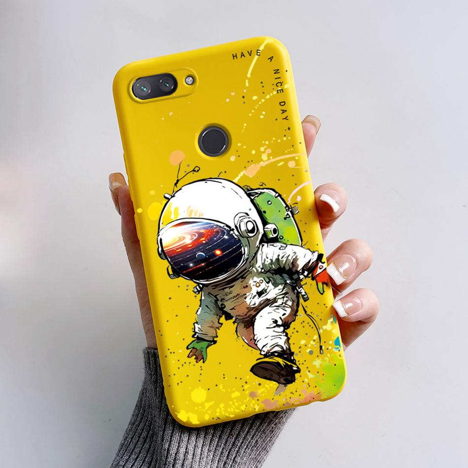 Para Xiaomi Mi 8 Lite Funda Moda Flor de Astronauta Silicona Suave Funda de Teléfono Para Xiaomi Mi 8 / Mi8 Lite Cubierta TPU Protectora Capa
