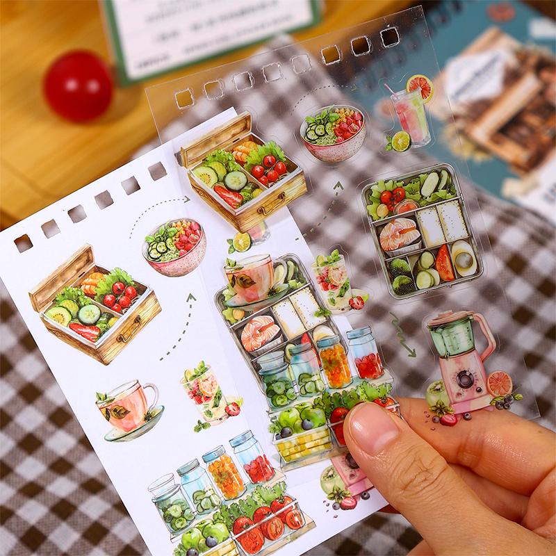 18 Sheets/book Vintage Lifestyle Dual-Material Coil Sticker Book Hand Account Backgrounds Stickers Greeting Card DIY Decorative