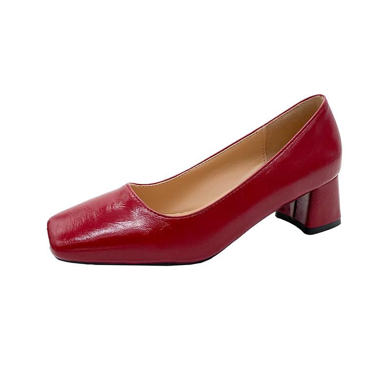 Fashion 2025 Autumn Korean Version Fashion New Square Head Thick Heel High Heels Elegant Light Mouth Black Single Shoes Women Shoes