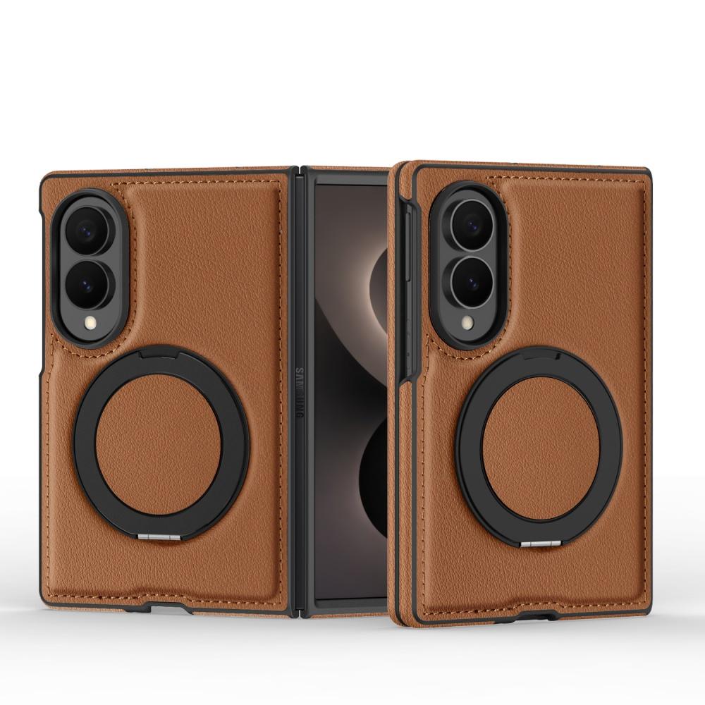 Für Samsung Z Fold 8 Ultra Z Fold 8 Business Lederstruktur Drehbarer Halter Hülle Mit Magnetischer Ladefunktion Stoßfeste Abdeckung Funda