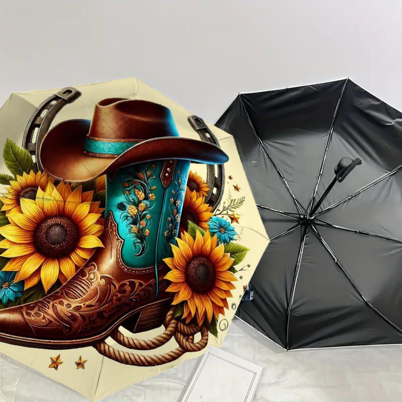 1 Stück Cowboy-Stiefel-Regenschirm - 8 Rippen verstärkt, tragbar, faltbar, Reise, geeignet für alle Jahreszeiten, tägliche Nutzung im Freien, ist eine ideale Wahl -F404