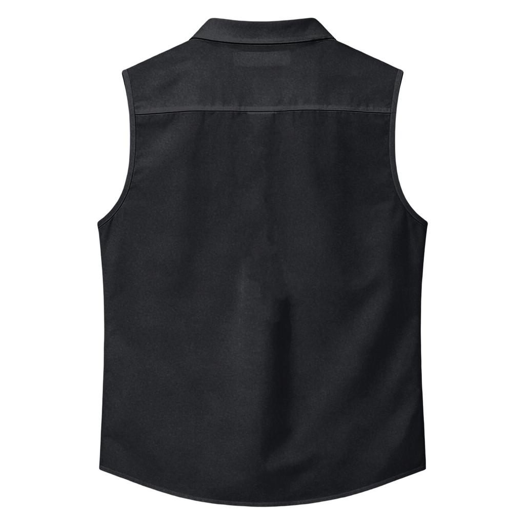Chemise sans manches légère à revers et boutons pour homme, idéale pour le travail.