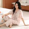 Tencel cotton pajamas women's summer short-sleeved trousers 1011 new mother foreign high-end loungewear set