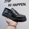 Fashion Black Men's Leather Shoes Classic Business Retro Minimalist Style Office Dress Party Adult Outdoor Comfort Quality Loafers