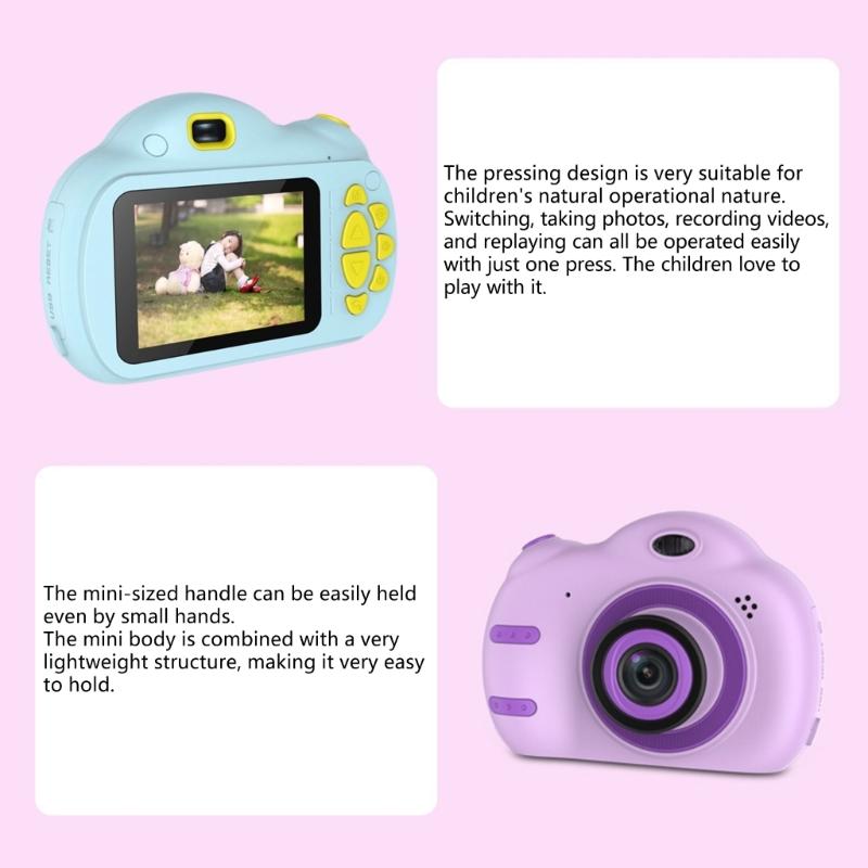 Childrens Digital Camera Shockproof Silicone Case Simple One Button 1GB Build in Memory 16GB Expandable Easy Grip Design