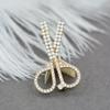 Blucome Fashion Small Scissors Shape Brooches Crystal Pearl Corsage Suit Scarf Hat Pins for Women Kids Clothes Accessories Gifts