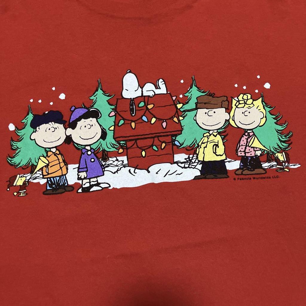[USED] Vintage DELTA Snoopy Christmas Print T-Shirt, 90s, Red