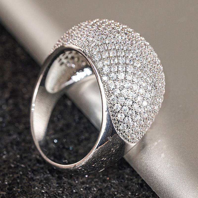 

Huitan Luxury Ring Inlaid Full Shining CZ for Women Engagement Wedding Fashion Finger Accessories Noble Party Charming Zircon 10