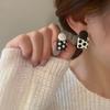 Korean Fashion Retro Cute Geometric Asymmetric Wave Dot Stud Earrings for Women's Trendy Contrast Color Pendant Earrings Gifts