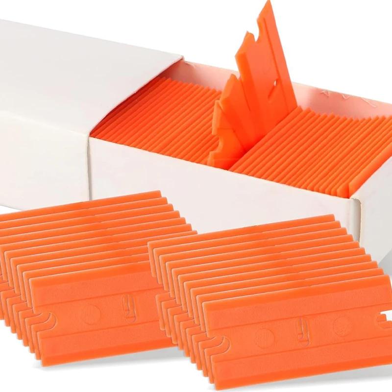 100pcs Double Sided Plastic Scraper Blades Window Floor Car Sticker Removal Replacement Window Cleaning Tool