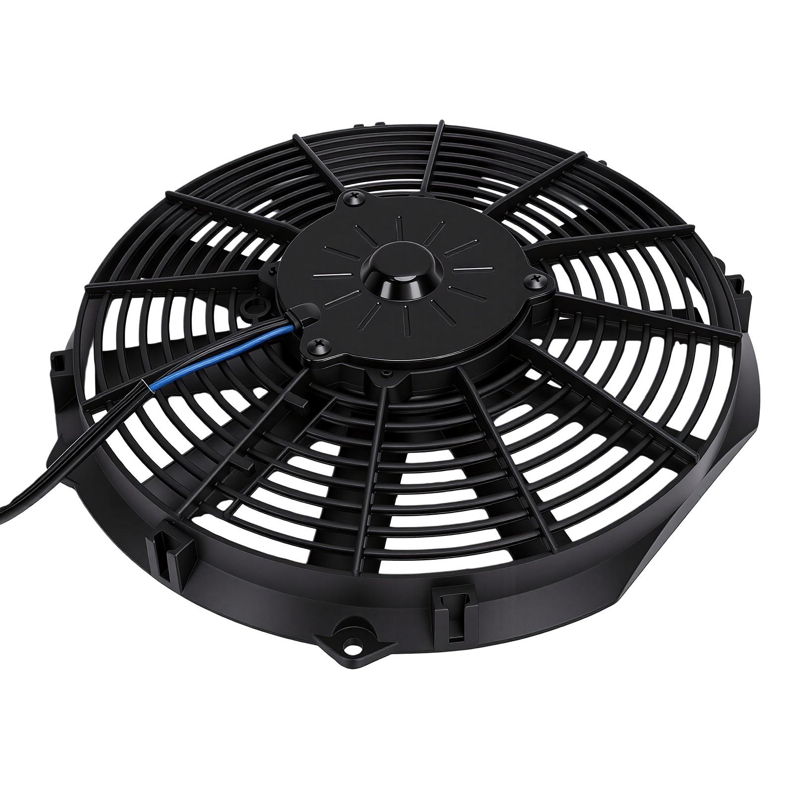 Slim Fan Pull Electric Radiator Cooling Fan 12V 80W Motor with Mount Kit Universal Black