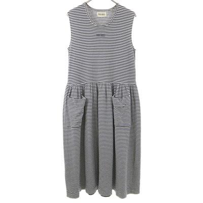 PINK HOUSE Border Pattern No Sleeve Long Dress Navy System Women Used