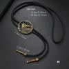 Mens Adjustable Leather Cord Bolo Tie with Enamel Metal Badge Pendant Western Rodeos Outfit Shirt Chain Necktie Necklace