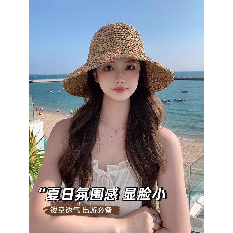 

Соломенная панама летняя дышащая для лица маленькая панама с большими полями солнцезащитная защита от солнца пляжная соломенная шляпа Average Size 55--59