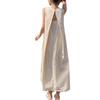 Women's Casual Sleeveless Pleated A-line Dress with Hollow-Out Design