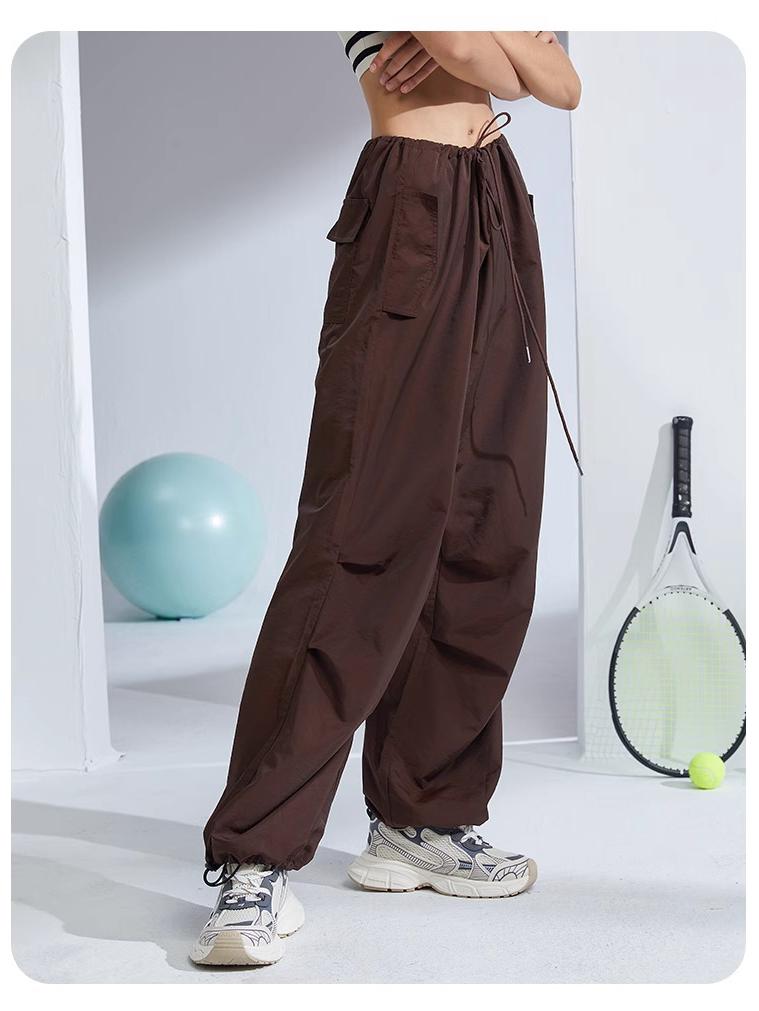 Women's Retro Cargo Slimming Windbreaker Pants for Autumn/Winter Running