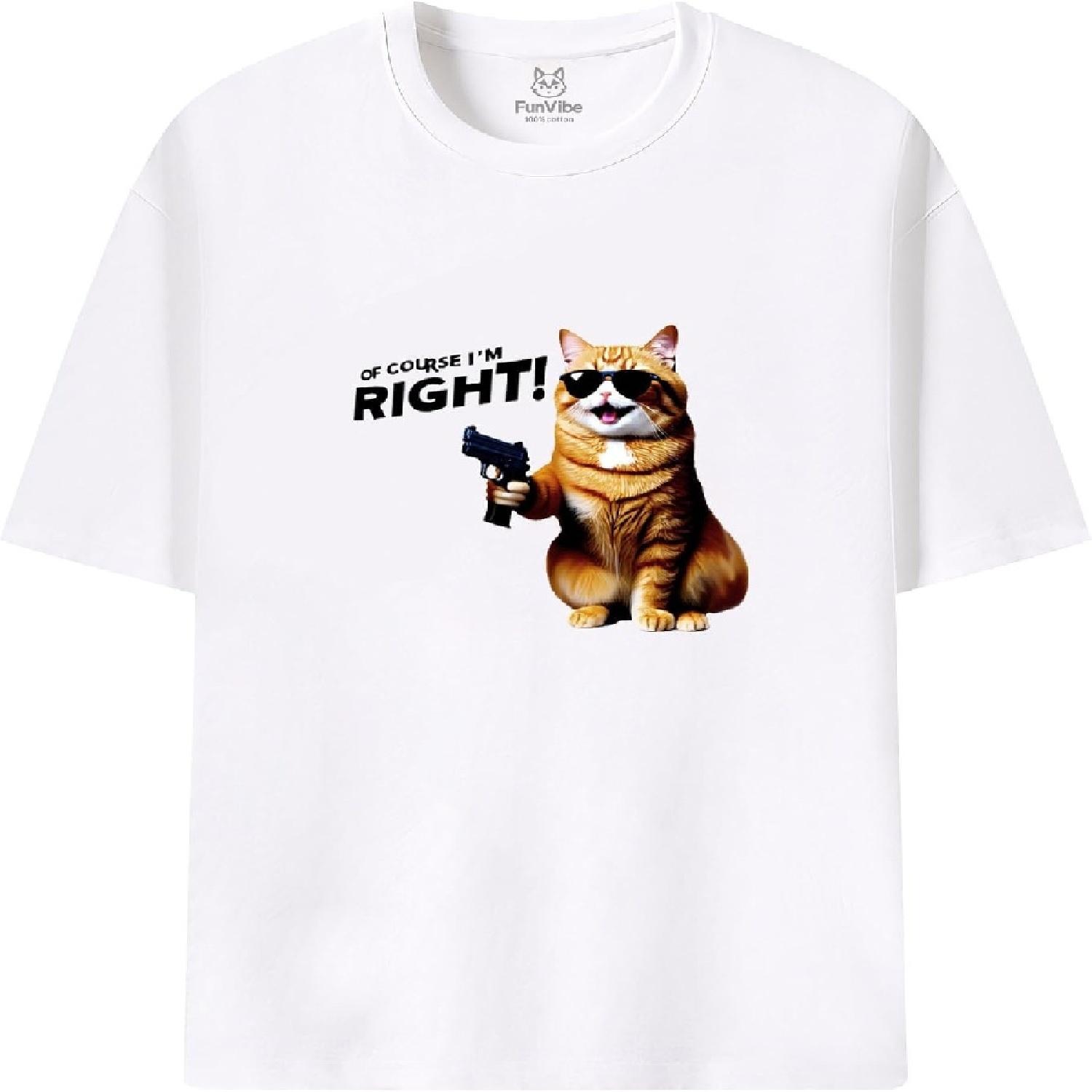 Веселый стиль Унисекс Хлопковая футболка с принтом Конечно, я прав! S
