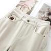Women's 2024 White Fleece-Lined Wide-Leg Jeans for Autumn/Winter