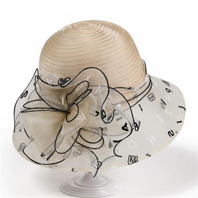 Elegant temperament organza hat women's spring summer bucket hat versatile top hat travel sun hat