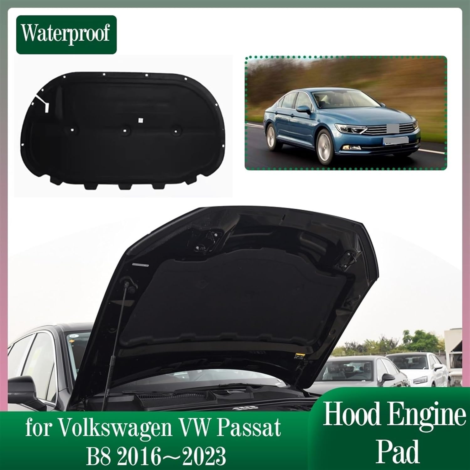

Car Hood Engine Insulation, Compatible For VW Passat B8 2016~2023 2017 2018 Soundproof Heat Cotton Pad Liner Cover Mat Accessorie