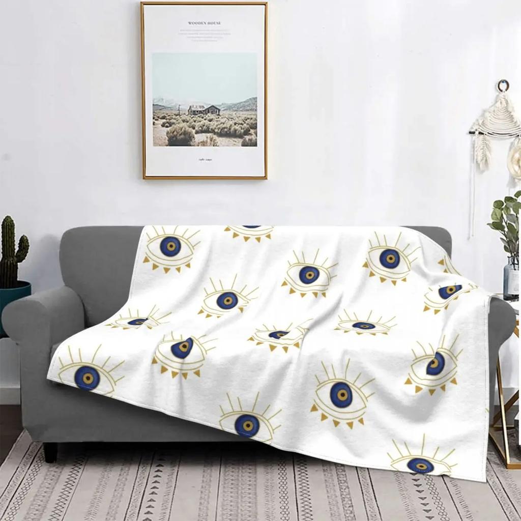 Bohemian blue eyes Printed Blanket for Sofa Bed Travel Camping Living Room Office Conditioning Blanket for All Seasons Gifts