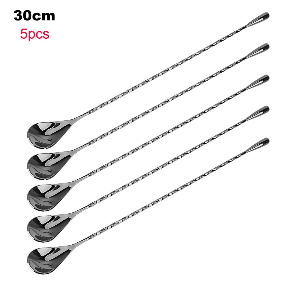 HILIFE 30/40cm Stainless Steel Stir Bar Spoon Mixing Ounces Cocktail Spoon Spiral Pattern Bartender Tools Teadrop Spoon Bar Tool