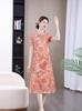 2026 Summer Elegant Chinese Qipao: Stylish Short-Sleeved Dress for Middle-Aged & Elderly Women.
