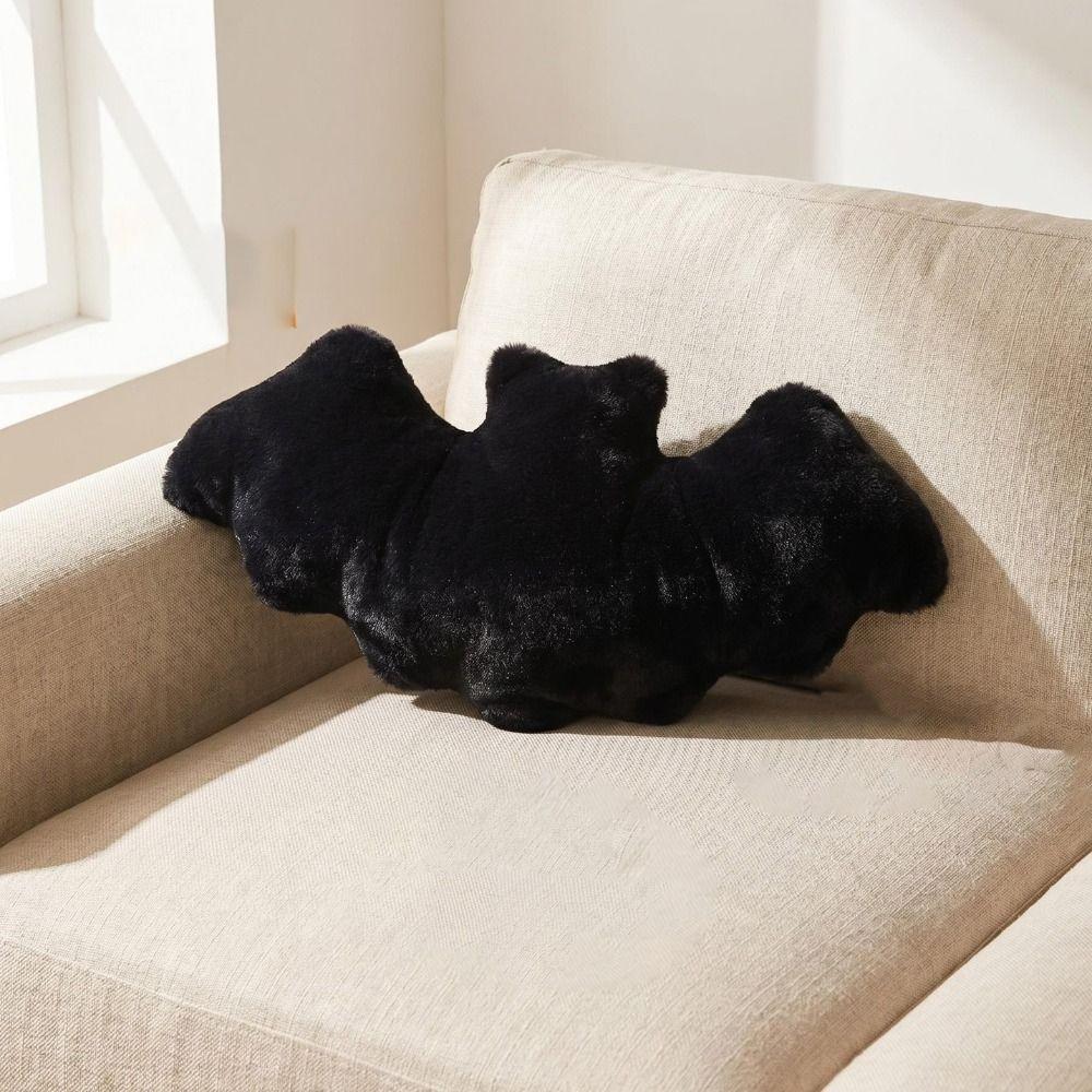 Fluffy Surface Halloween Bat Throw Pillow Non-shedding Bat Plush Toy Bat Sofa Cushions Gift