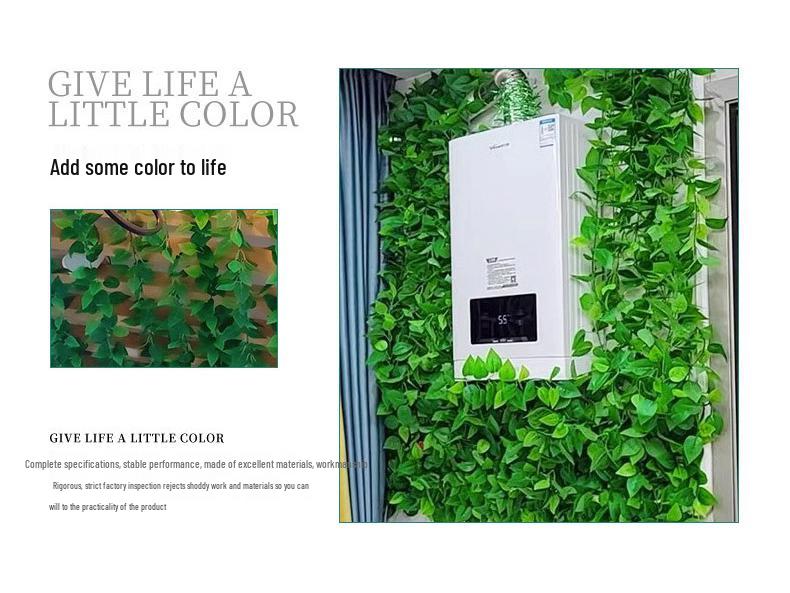 Artificial Rattan Green Pothos Leaf Vine: Decorative Plastic Plant for Ceiling or Home Décor