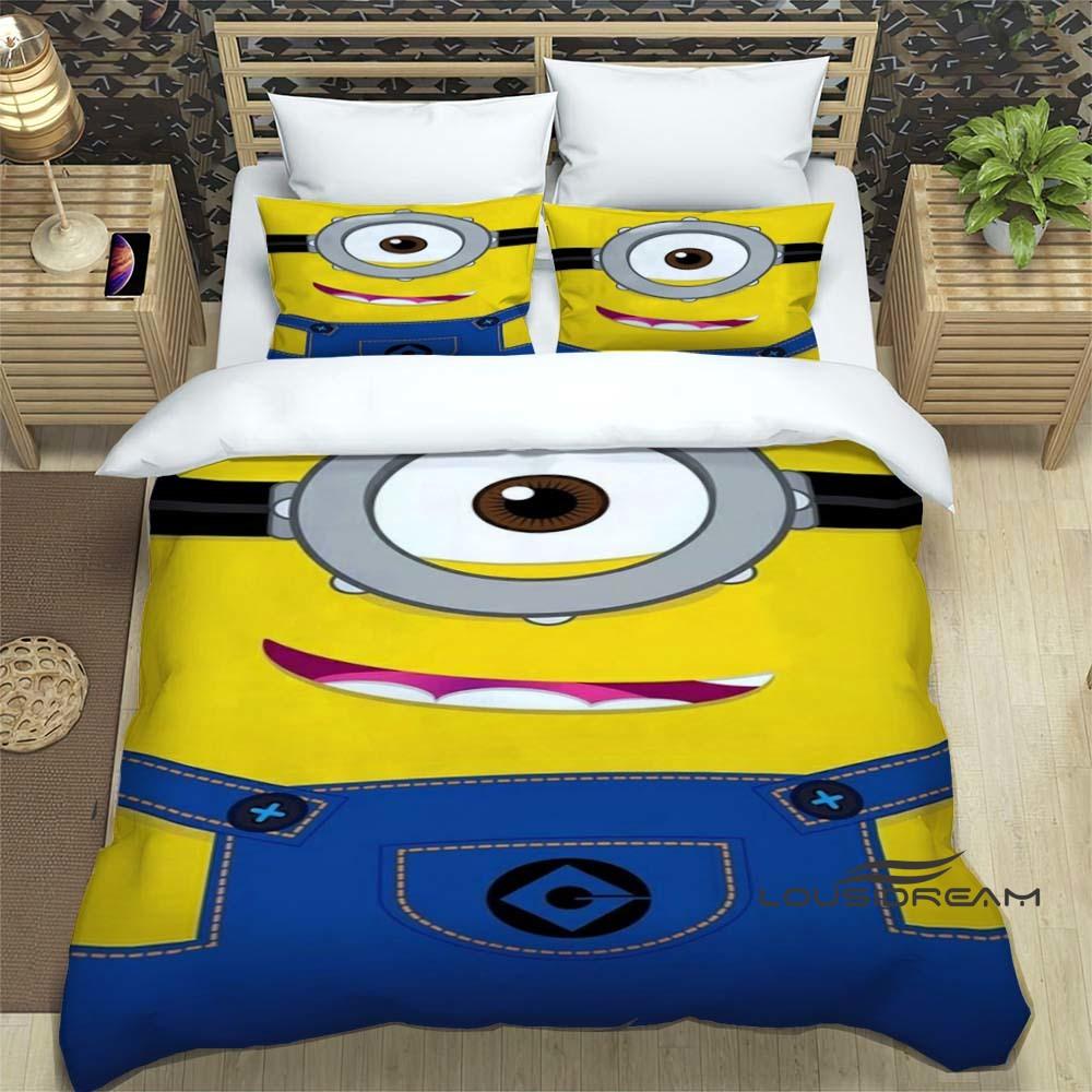 Trendy & Popular "Minions" Cartoon Print 3-Piece Bedding Set — Duvet Cover & Pillowcases (Suitable for Teens, Children, Boys &