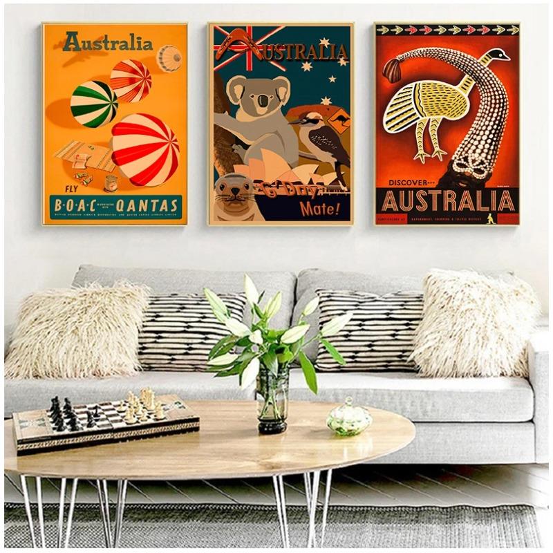 Travel to Australia Sydney Koala Canvas Painting Vintage Wall Pictures Kraft Posters Coated Wall Stickers Home Decoration Gift