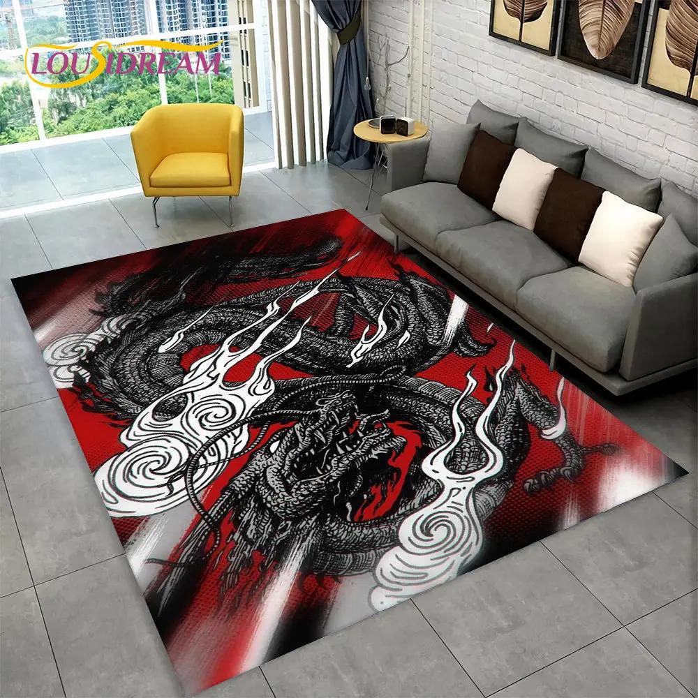 Duży dywanik z motywem smoka z kreskówek, dywanik do salonu, sypialni, sofy, wycieraczka, dekoracja kuchni, dzieci bawią się antypoślizgową matą podłogową