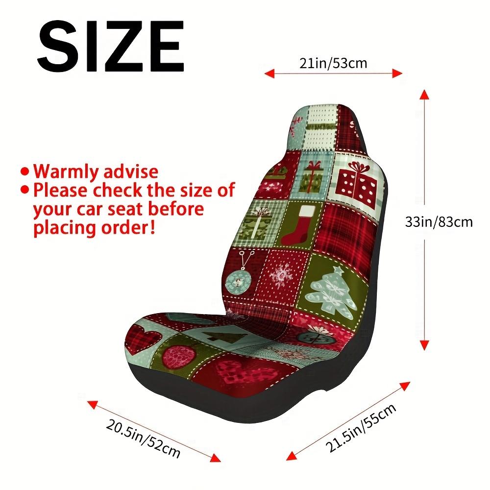 2pcs Christmas Car Seat Covers - Red, Green, Brown, Golden, Navy, Burgundy, & Golden Plaid Patterns - Soft Polyester Fabric, Mac